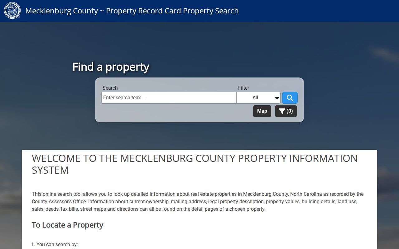 Mecklenburg County people search through the Assessor property interface