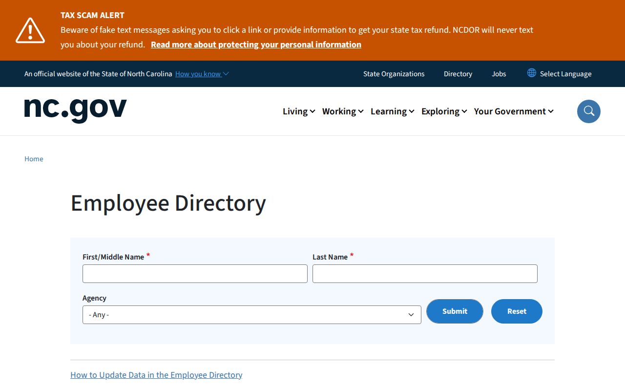 Mecklenburg County people directories state employee name and agency search