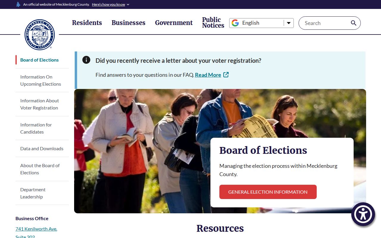 Mecklenburg County voter records and elections office resource page